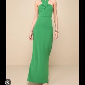 Lulus Green Halter Neck Backless Maxi Dress. Size Medium. NWT.